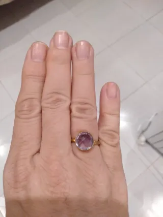 Anillo bronze y amatista 52