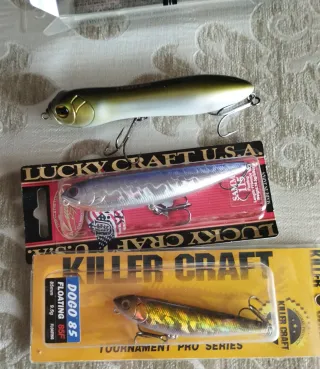 Lote señuelos pesca superficie Killer Craft, Lucky