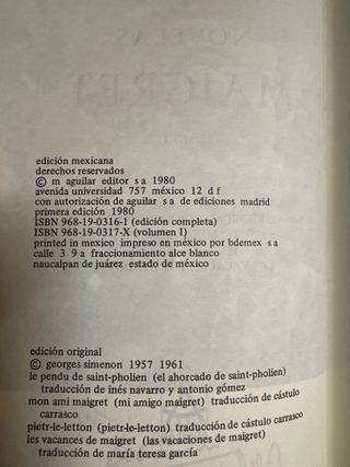 Tomo I de novelas completas de Maigret