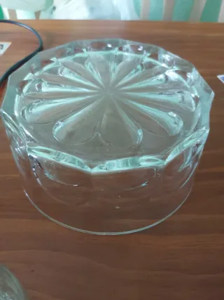 Juego de 6 vasos de cristal tallado y recipiente