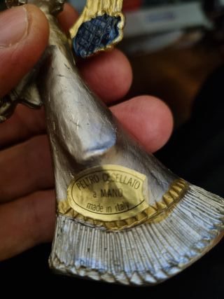 Statuetta angelo peltro cesellato a mano