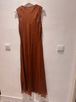 Vestido Mango sin mangas color marrón/dorado