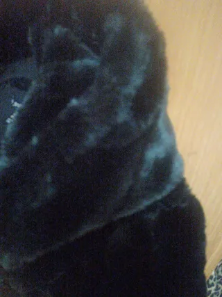 Abrigo de pelo negro con capucha