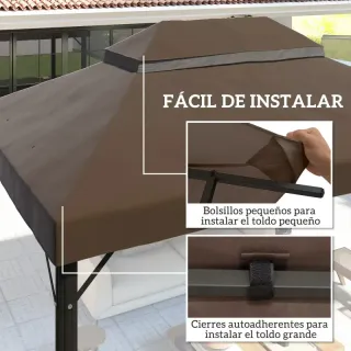 Toldo Recambio Marrón 4x3m - Doble Techo