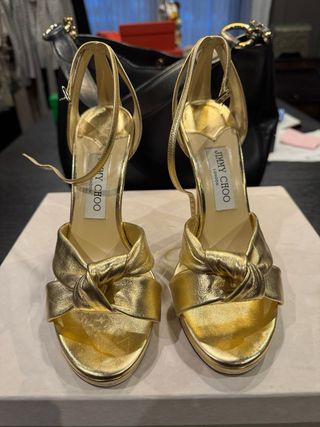 Sandalias Jimmy Choo Doradas Talla 38