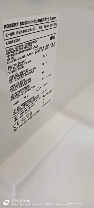 NEVERA COMBI BOSCH NO FROST ENERGÍA A+