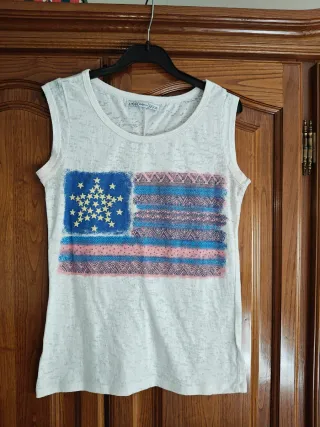 Camiseta sin mangas con bandera americana