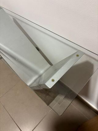 Mesa recibidor cristal y piedra