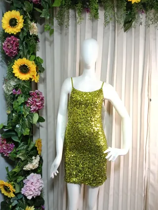 Vestido lentejuelas verde/dorado