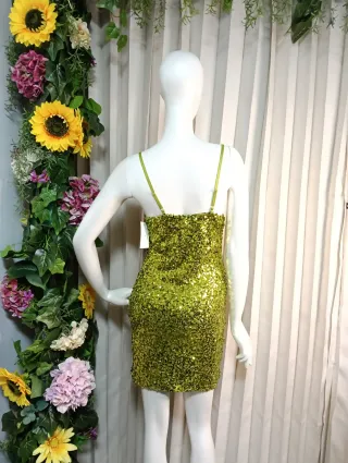 Vestido lentejuelas verde/dorado