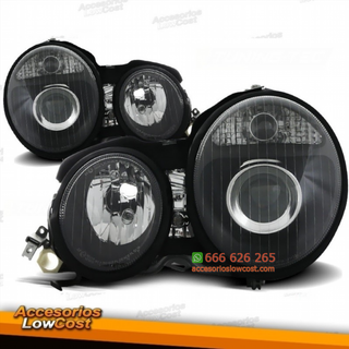 FAROS MERCEDES W210, 99-02- CRISTAL CLARO/NEGRO-