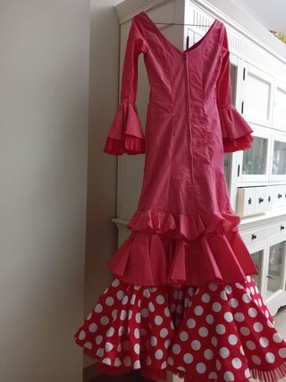 Vestido Flamenca Niña Rojo Lunares