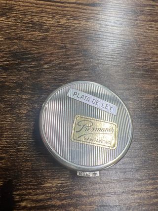 Polvera Plata de Let 925mm Maquillaje Vintage