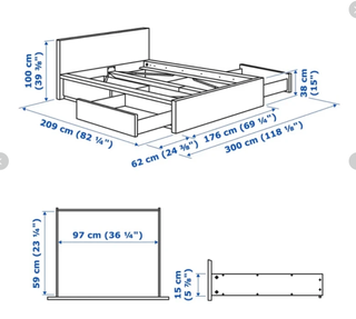Cama MALM con 4 cajones y somier Luroy