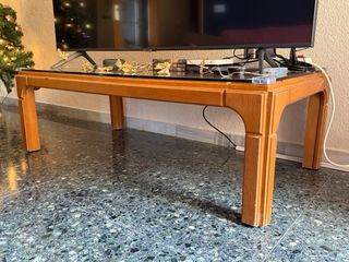 Mesa de salón madera y cristal