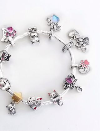 CHARM PERRO GATO COLGANTE PULSERA PANDORA CAJA