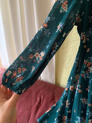 Vestido floral volante manga larga