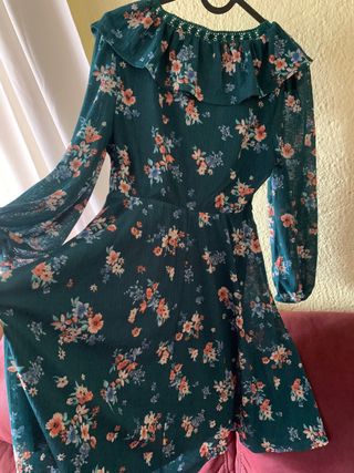 Vestido floral volante manga larga