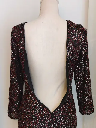 Vestido corto lentejuelas manga larga