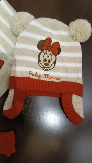 Conjunto Minnie: Gorro, Bufanda y Manoplas