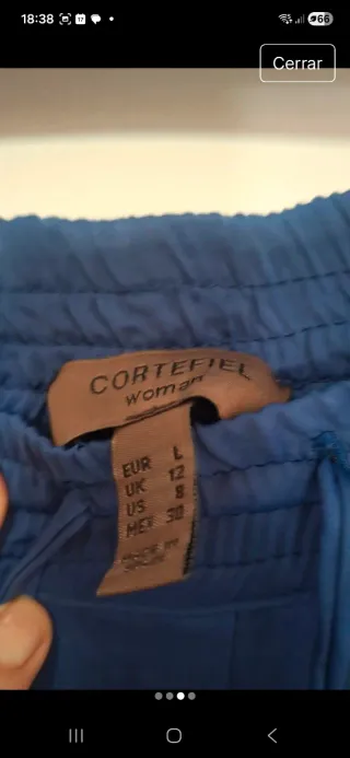 Pantalón satén azul brillo Talla L