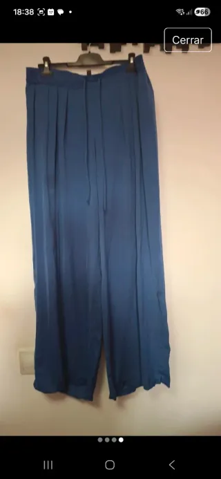 Pantalón satén azul brillo Talla L