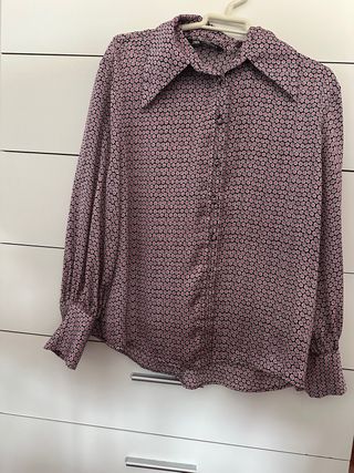 Camisa Zara Estampada Rosa y Negro