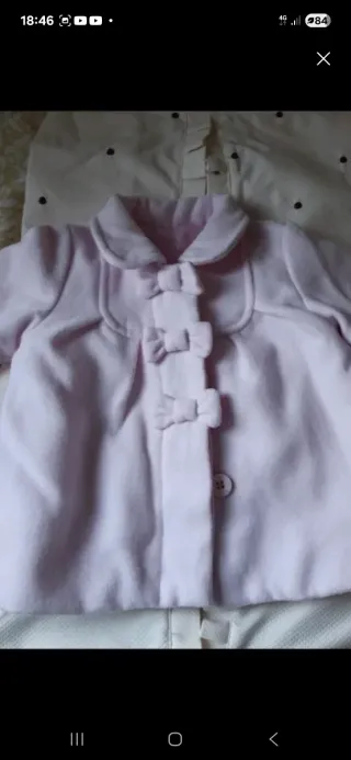 Conjunto bebé tejido rosa,termo,calienta biberon