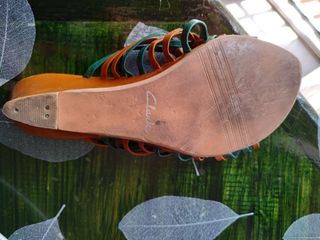 Sandalias Clarks Talla 37 Cuña Marrón y Verde