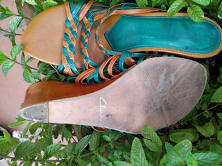 Sandalias Clarks Talla 37 Cuña Marrón y Verde