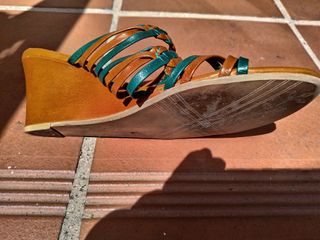 Sandalias Clarks Talla 37 Cuña Marrón y Verde