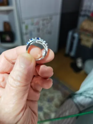 Anillo circonitas azules y plata