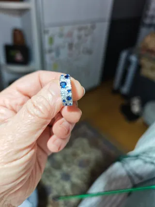 Anillo circonitas azules y plata