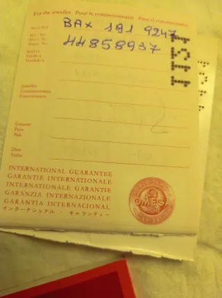 Omega Istruzioni e Garanzia Vintage