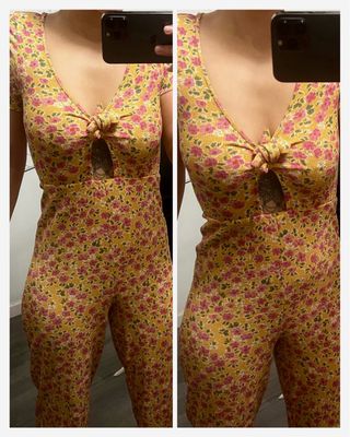 Mono largo amarillo con estampado flores.