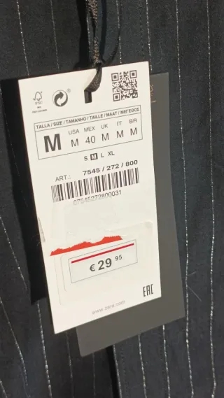 Camisa Zara Rayas Finas plateadas y Negra