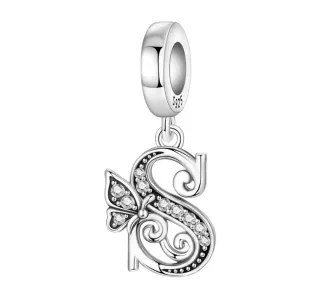 Charm Letra S Mariposa Pulsera Pandora collar Plat