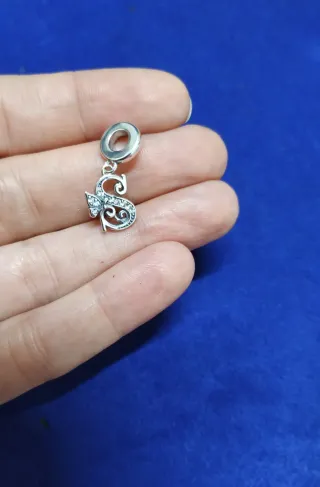 Charm Letra S Mariposa Pulsera Pandora collar Plat