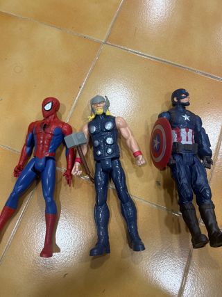 Figuras Marvel: Spiderman, Thor, Capitán América