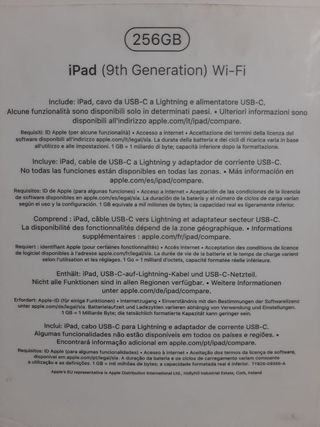 iPad 9ª Gen Wi-Fi 256GB Gris Espacial