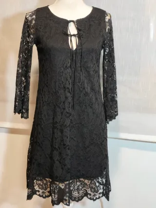 Vestido Zara Negro Encaje Forrado