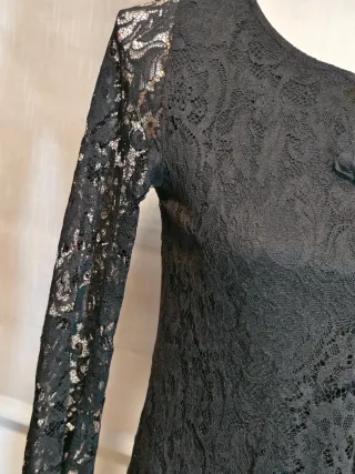 Vestido Zara Negro Encaje Forrado