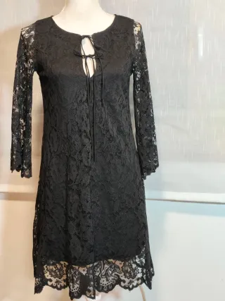 Vestido Zara Negro Encaje Forrado