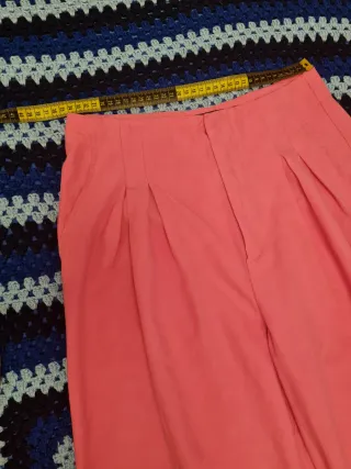 Pantalón Zara Wide Leg Fucsia Tiro Alto