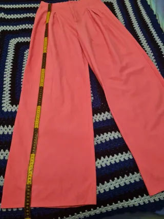 Pantalón Zara Wide Leg Fucsia Tiro Alto