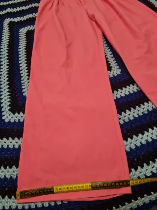 Pantalón Zara Wide Leg Fucsia Tiro Alto