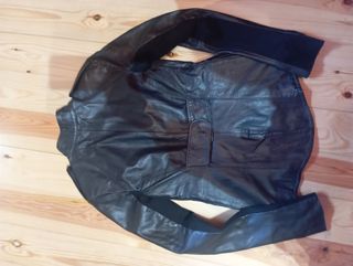 Cazadora mujer cuero negro y algodón Talla M