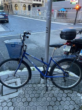 Bicicleta azul con cesta