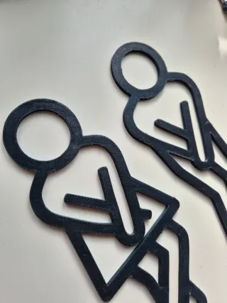 Sinal WC Homem e Mulher Plástico Preto