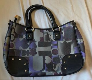 Bolso Tous estampado gris, morado y negro
